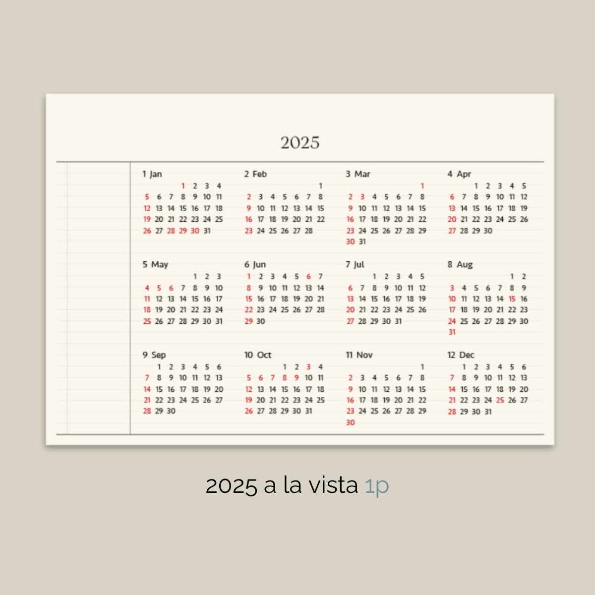 Calendario 2025 Archives (13 meses)