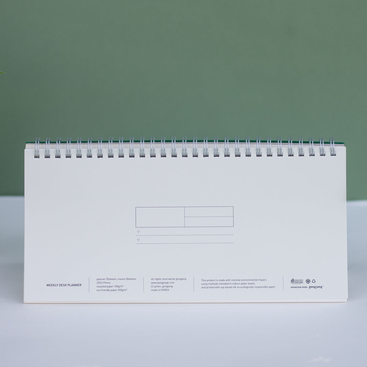 Agenda semanal para mesa, verde