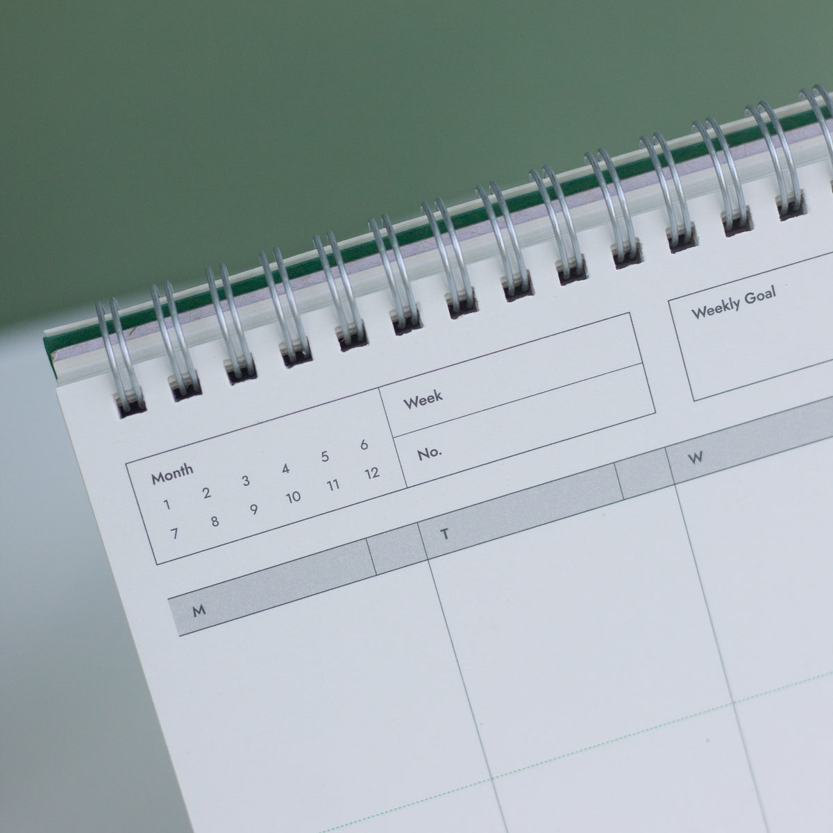 Agenda semanal para mesa, verde
