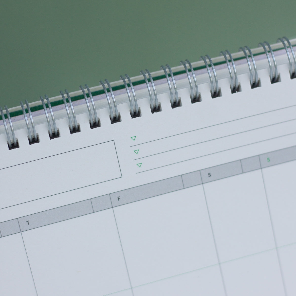 Agenda semanal para mesa, verde